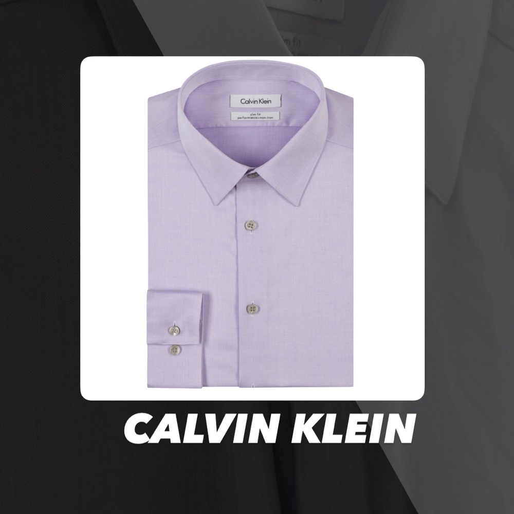 EUC Calvin Klein Lilac Slim Fit Non-Iron Dress Shirt